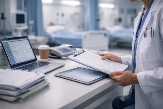 Clinician reviewing healthcare utilization costs